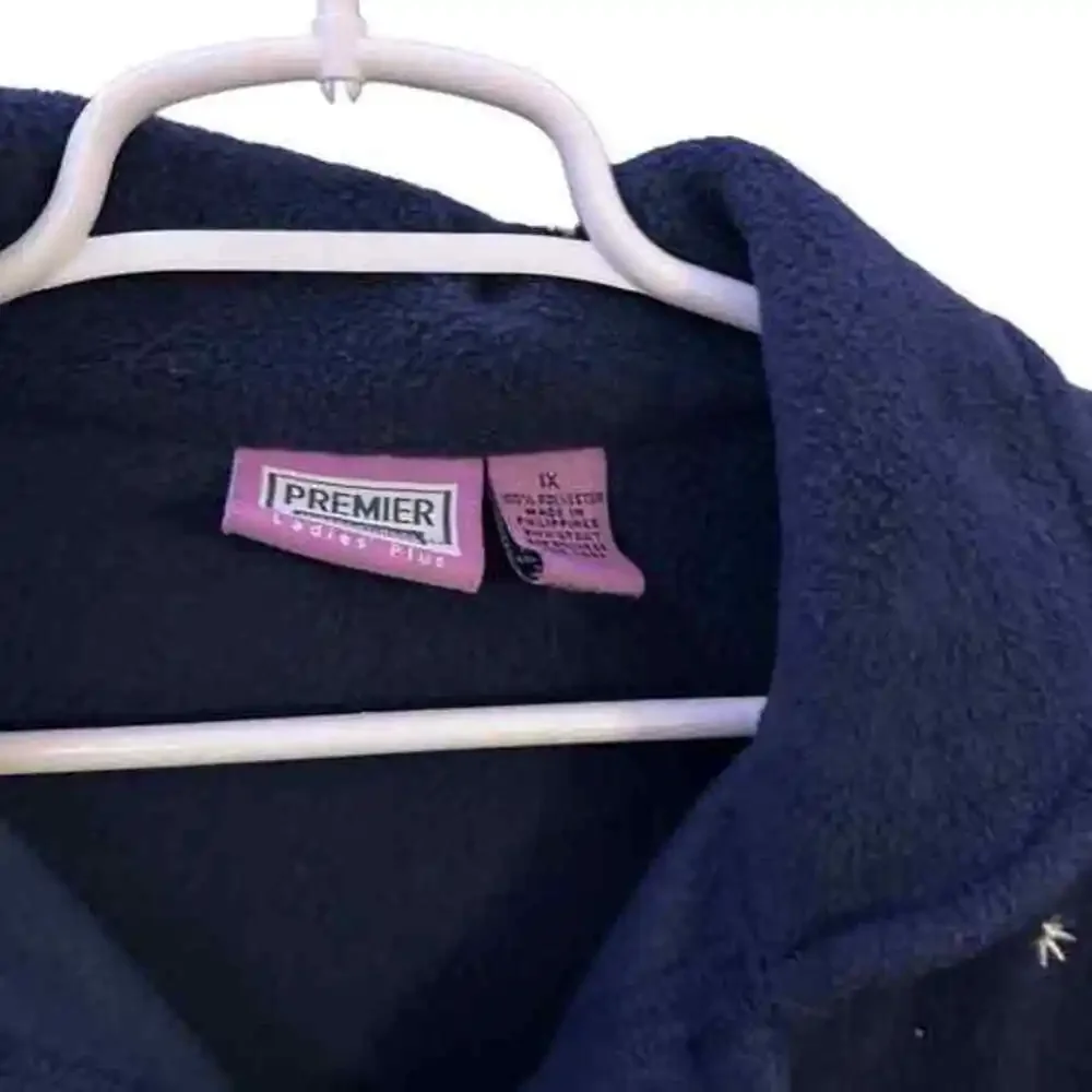 Premier Coat Womens 1X XL Navy Long Sleeve Christmas‎ Snowman Winter Coat - Picture 2 of 8